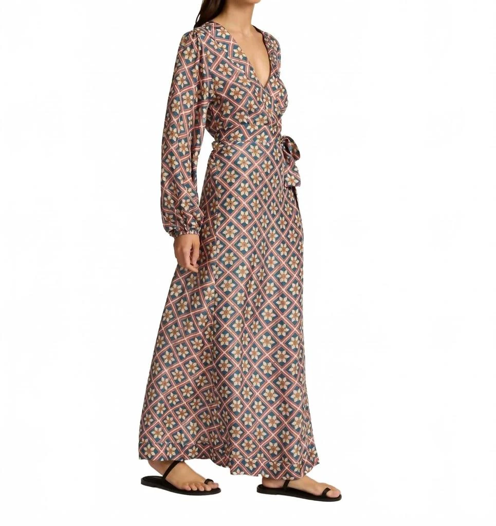Hannah Artwear Luna Maxi Wrap Dress In Talavera Indigo 2