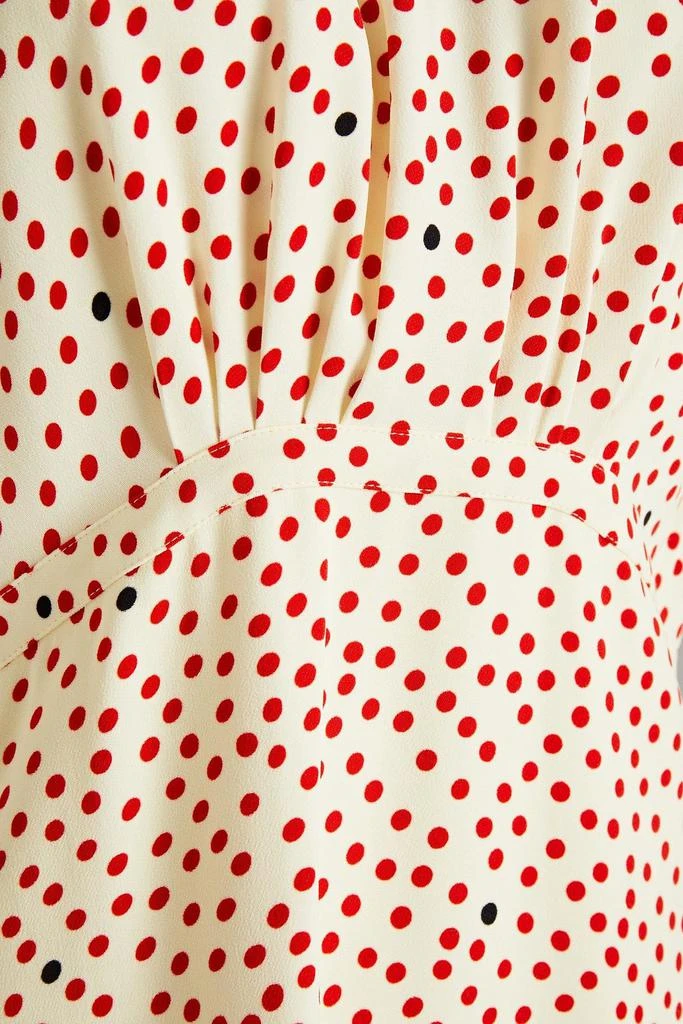 Victoria Beckham Pleated polka-dot stretch-crepe midi dress 4