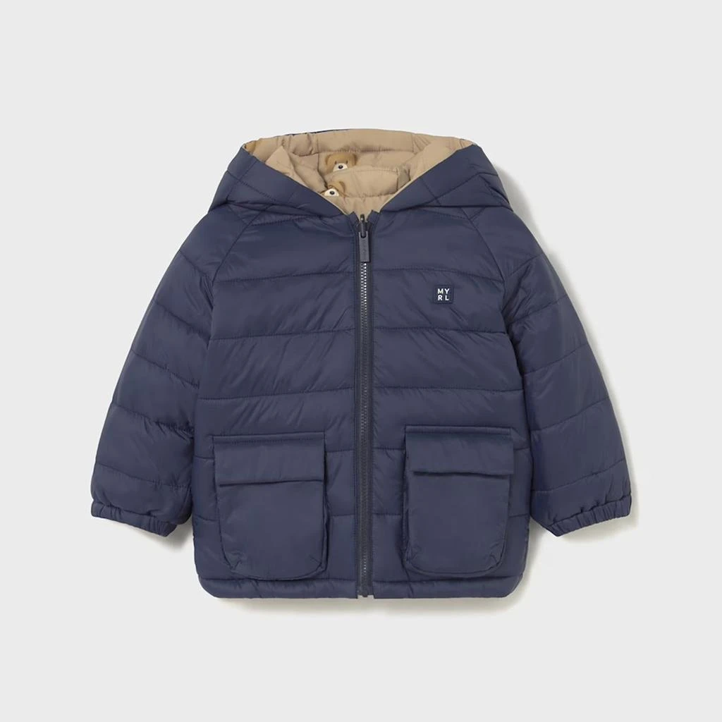 Mayoral Kid
s Reversible Soft Coat In Blue 4