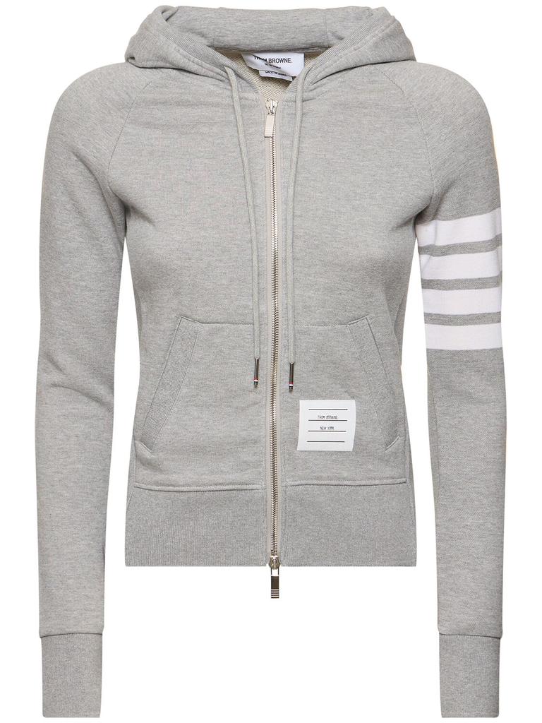 THOM BROWNE Intarsia Cotton Jersey Zip-up Sweatshirt