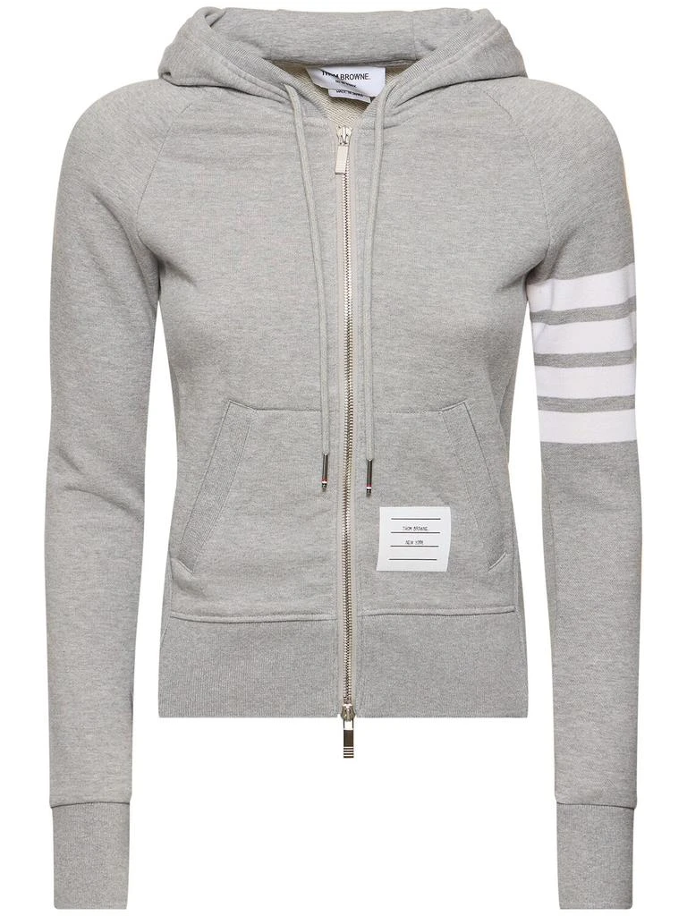 THOM BROWNE Intarsia Cotton Jersey Zip-up Sweatshirt 1