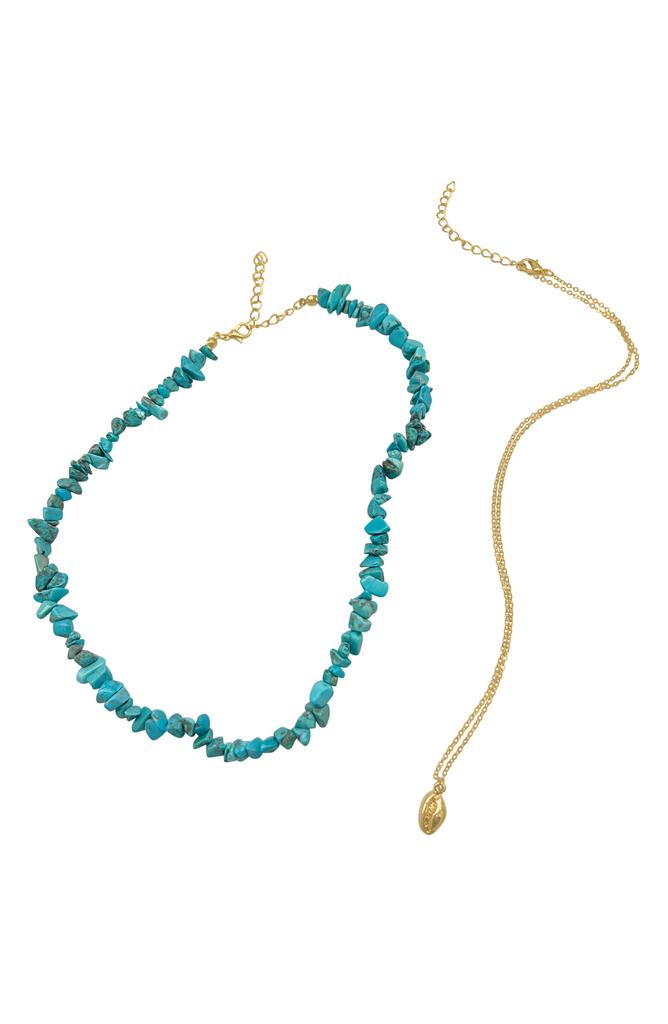 Adornia Multi Shape Turquoise Stone Layered Necklace