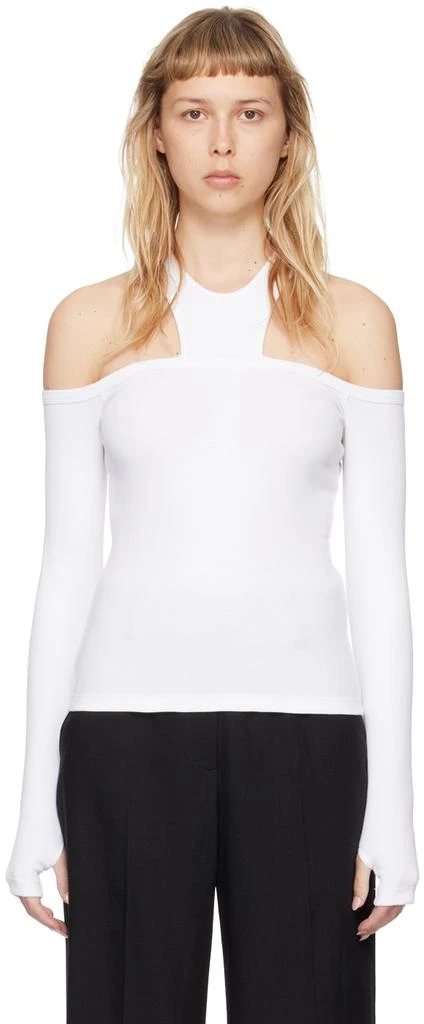 MSGM White Cutout Long Sleeve T-Shirt 1