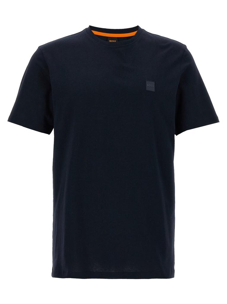 【Hugo Boss】 Thinking 1 Cotton Jersey T-Shirt Black HUGO - Cotton jersey T-shirt with curved logo - Black