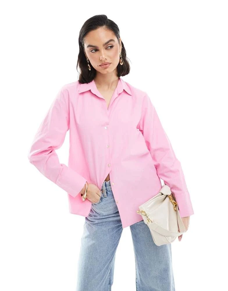 Stradivarius Stradivarius oversized shirt in pink 1