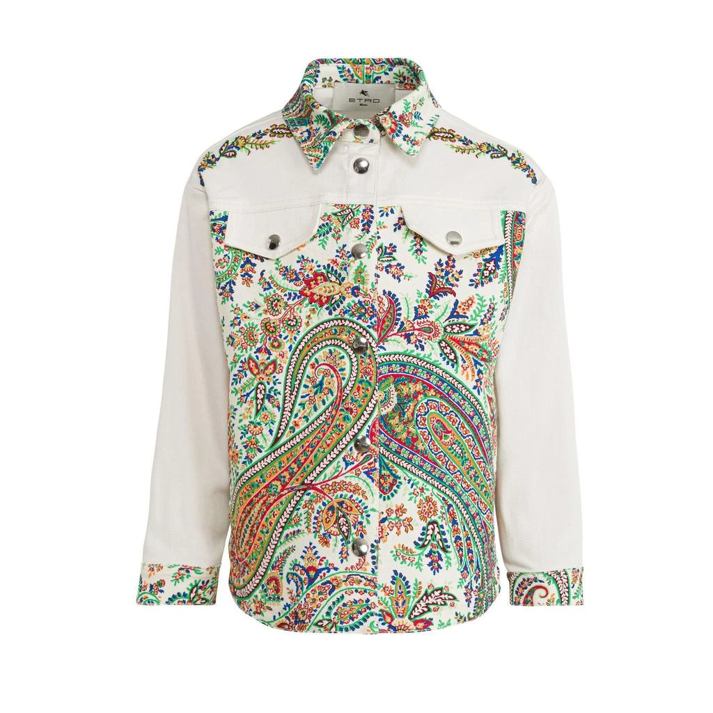 ETRO Etro Kids Paisley-Printed Long Sleeved Denim Jacket