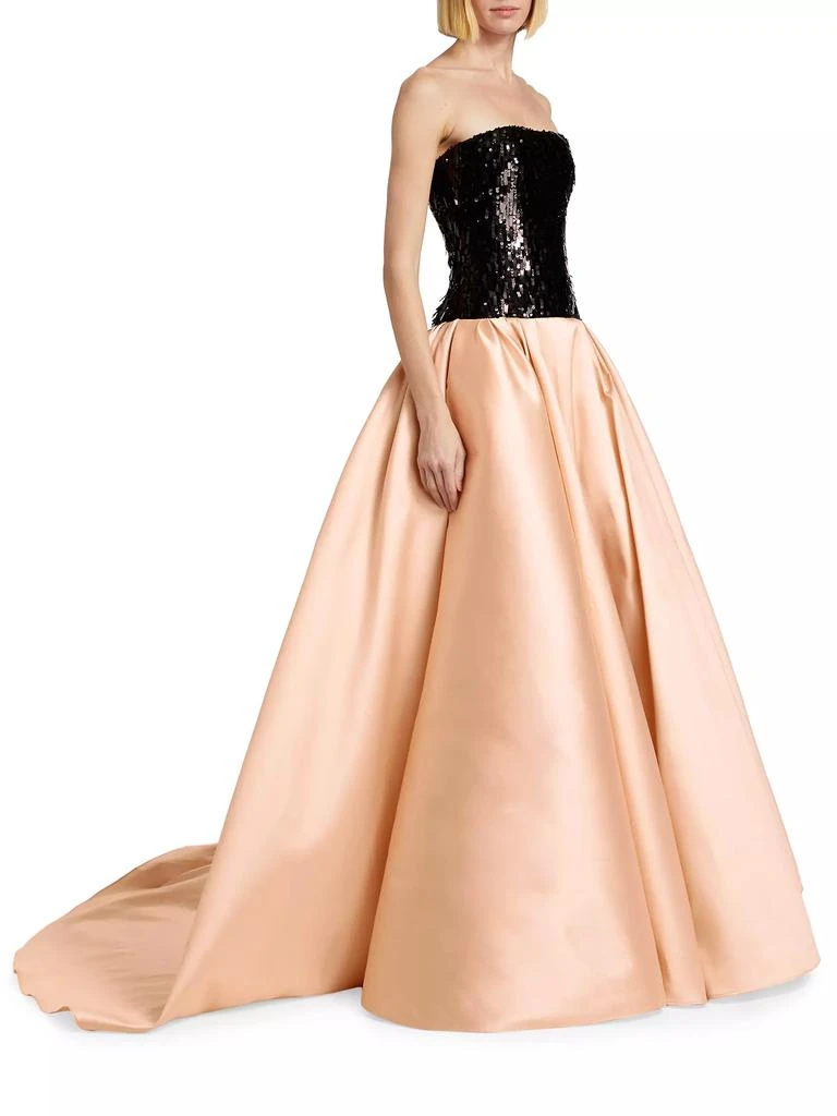 Pamella Roland Mixed-Media Sequin-Embroidered Gown 4