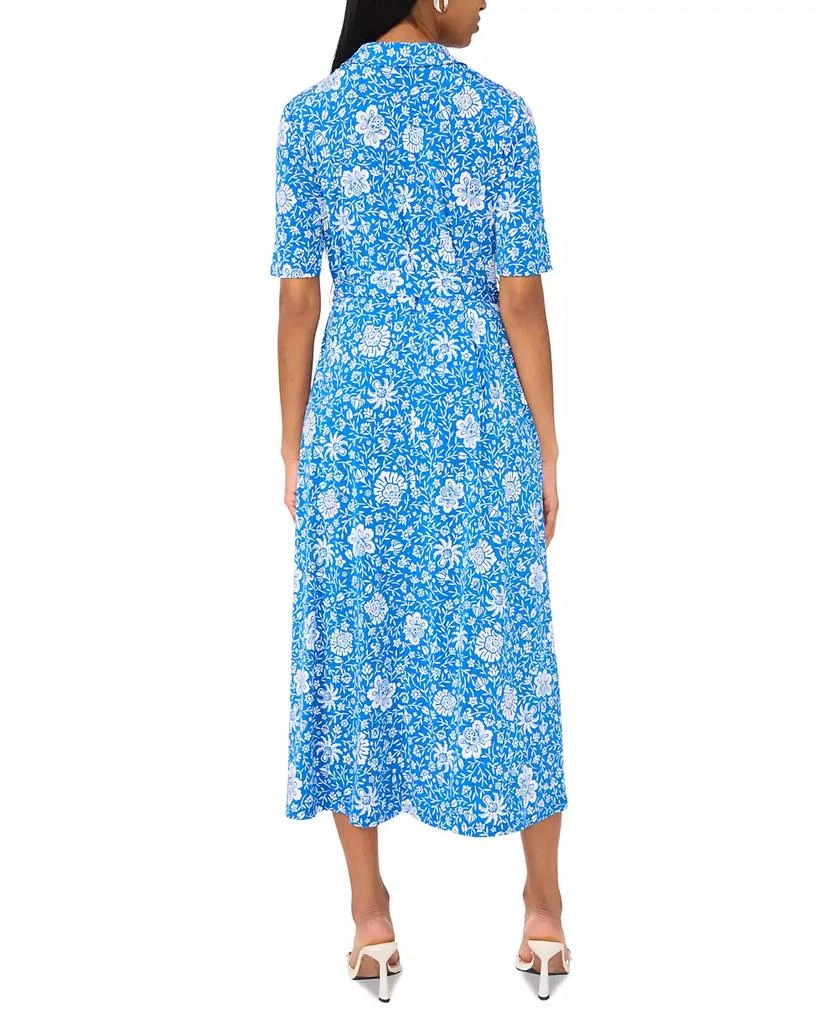MSK Women's Floral-Print Belted Zippered Midi Dress 4