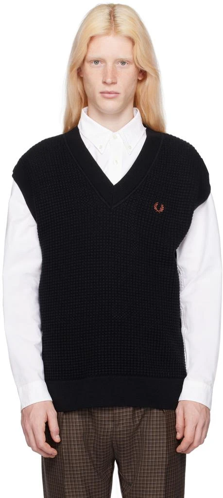 Fred Perry Black V-Neck Vest 1