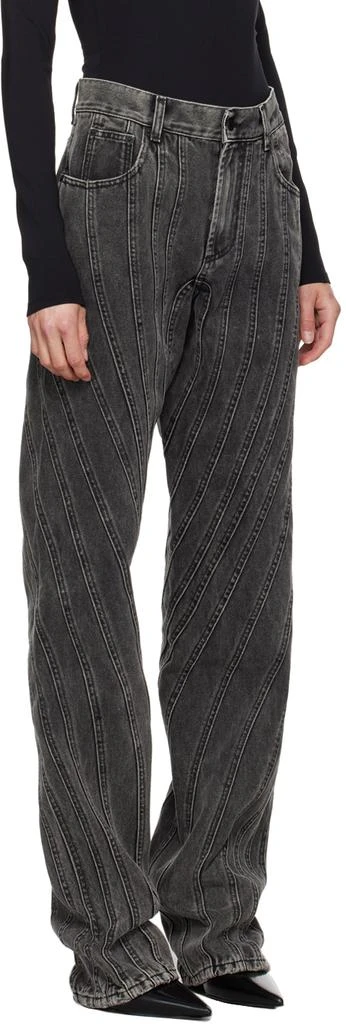Mugler Black Washed Spiral Baggy Jeans 2