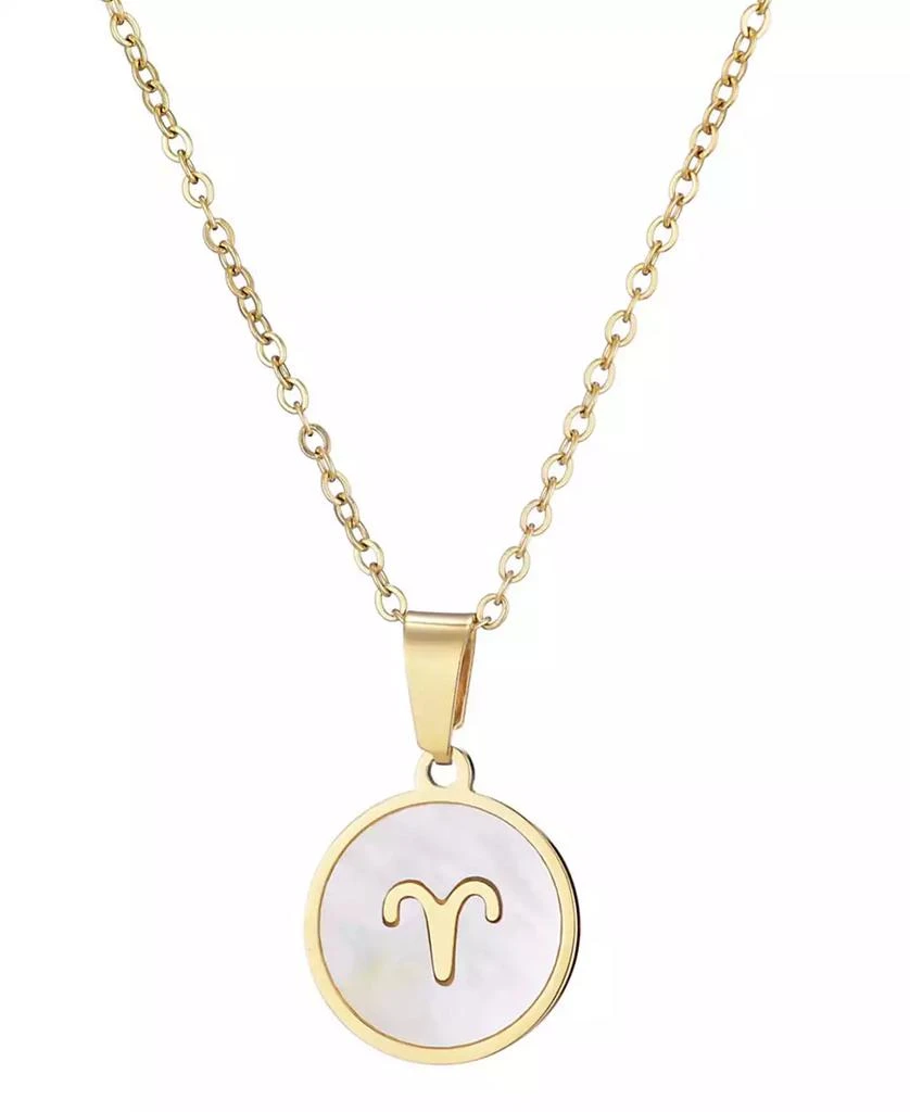 ADORNIA Tarnish Resistant Gold Mother of Pearl Zodiac Necklace