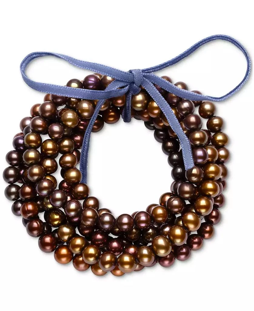 Belle de Mer 7-Pc. Set Dyed Chocolate Cultured Freshwater Baroque Pearl (6-7mm) Stretch Bracelets 4