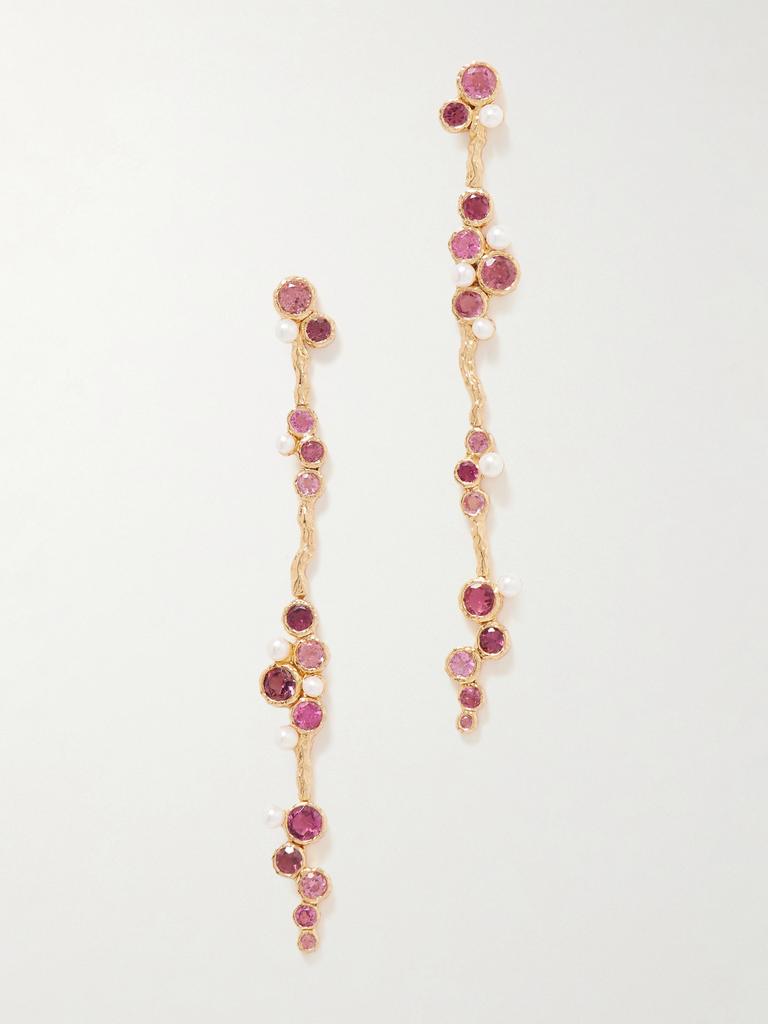 PACHAREE Floret Vine 碧玺、珍珠、镀金耳环