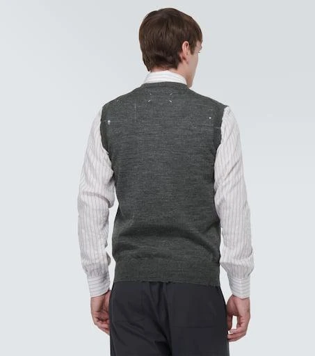MAISON MARGIELA Printed distressed wool sweater vest 4