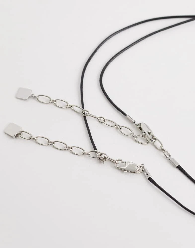 ASOS ASOS DESIGN multi-row pendant necklaces with metal detailing in silver tone 3