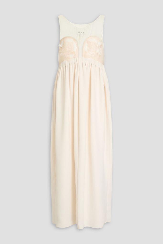 MAISON MARGIELA Embellished pleated silk-chiffon and twill midi dress