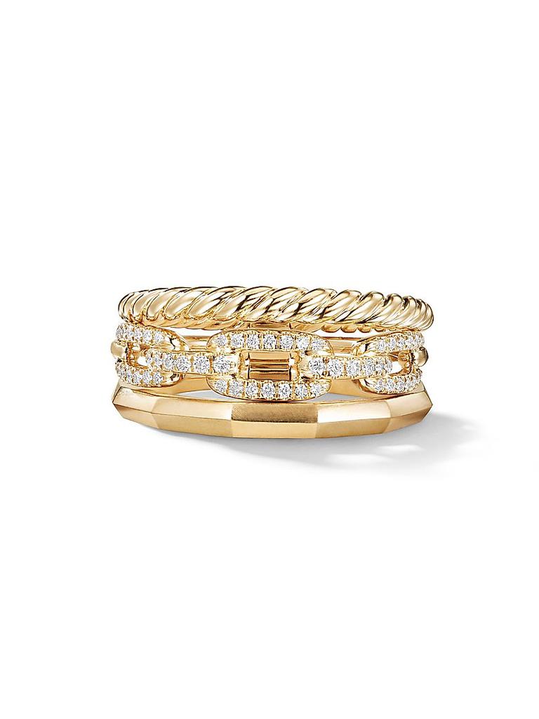 David Yurman Stax Three Row Ring in 18K Yellow Gold