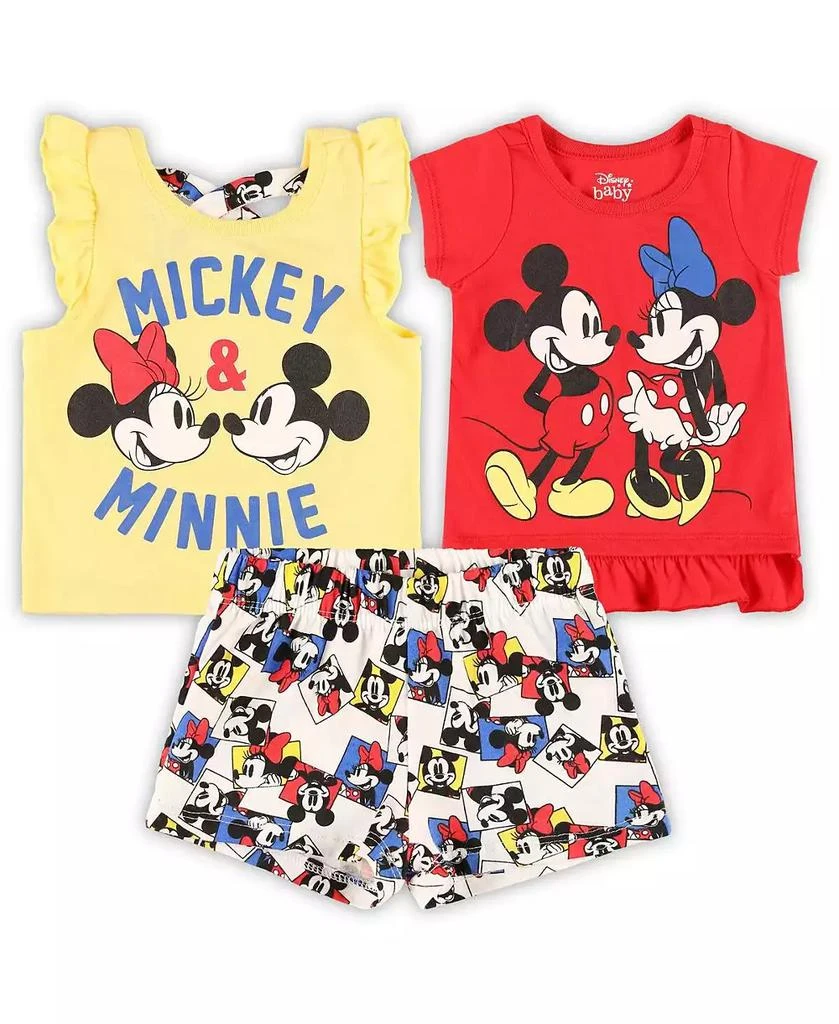 Children's Apparel Network Baby Boys and Girls Minnie Mouse Red, White T-Shirt and Shorts Set 1