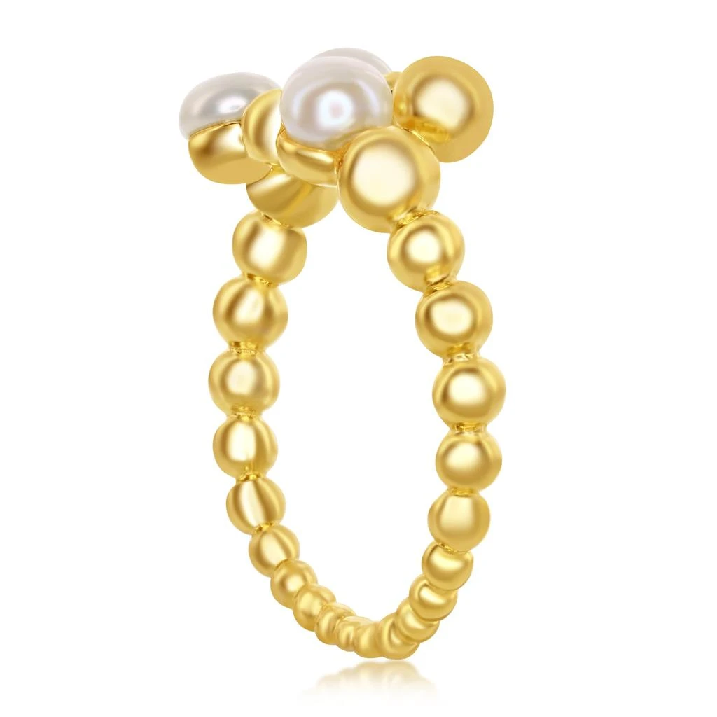 Simona Sterling Silver FWP and Beaded Open Ring - Gold Plated 2