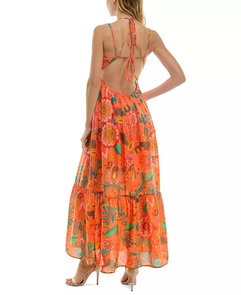 Crystal Doll Juniors' Printed Keyhole Tiered Maxi Dress 2