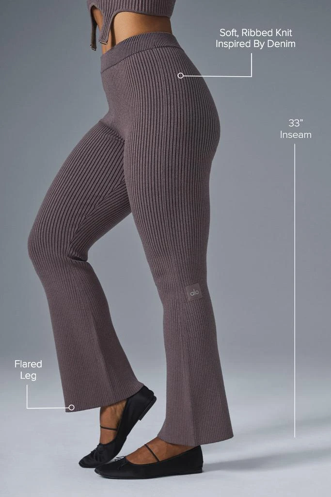 Alo Denim Knit High-Waist Flare Pant - Raisinette/Black 2