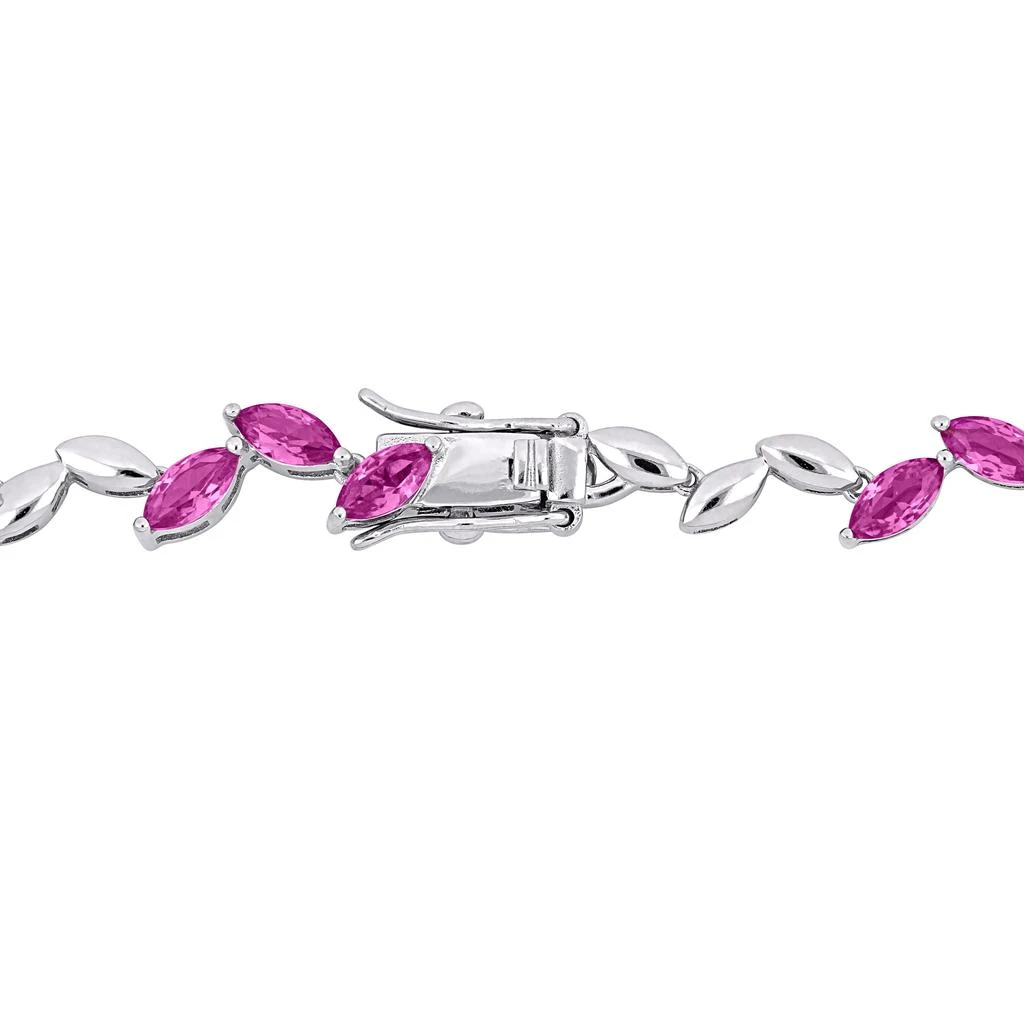 Mimi 
Max 20 3/8ct TGW Created Pink Sapphire Sterling Silver Alternate Leaf Necklace-17 in 5