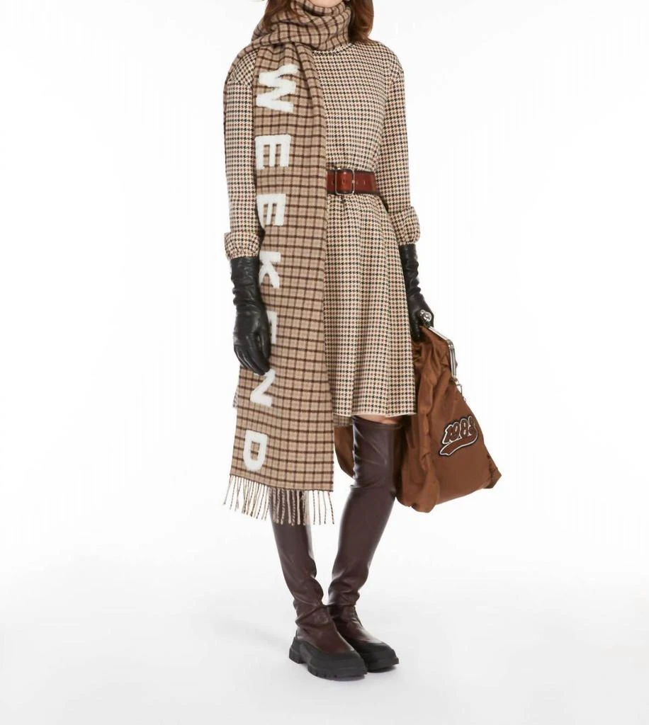 Weekend Max Mara Vetta Fit And Flare Houndstooth Dress In Camel 4