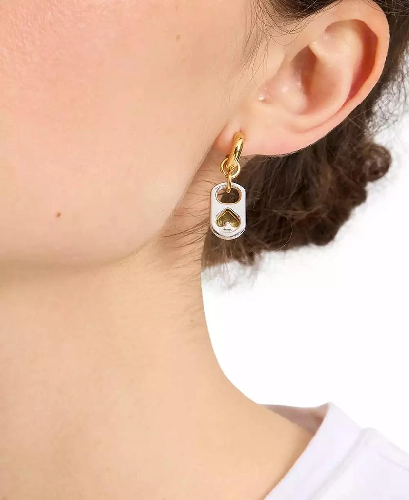 Kate Spade Two-Tone Crystal Pop Tab Charm Hoop Earrings 3