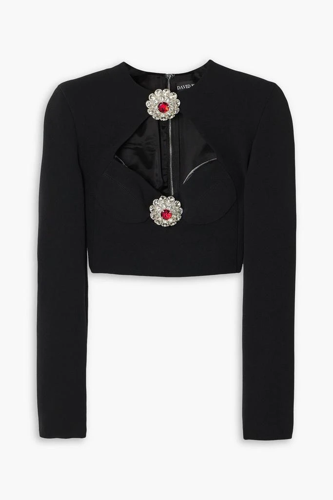 David Koma Cropped cutout crystal-embellished stretch-cady top 1