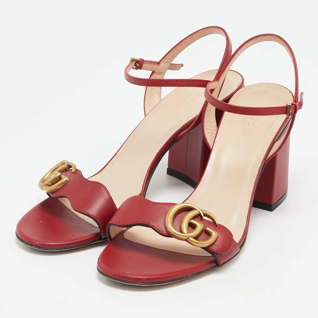Gucci Gucci Red Leather GG Marmont Ankle Strap Sandals Size 38 2