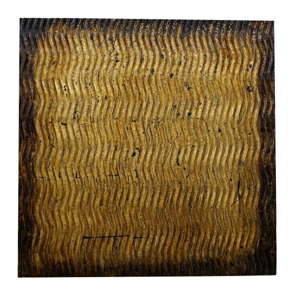 Hivvago 24" X 24" X 1" Raw Wood Look Gold Finish Square Wall Art Medium