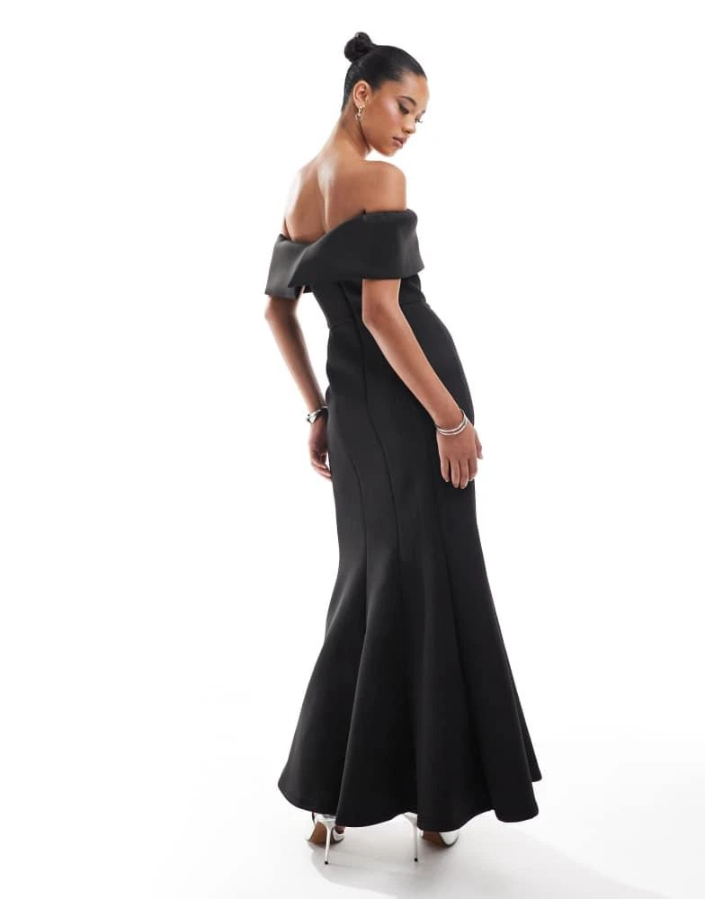 Jarlo straight bardot gown with fishtail skirt in black – On Sale