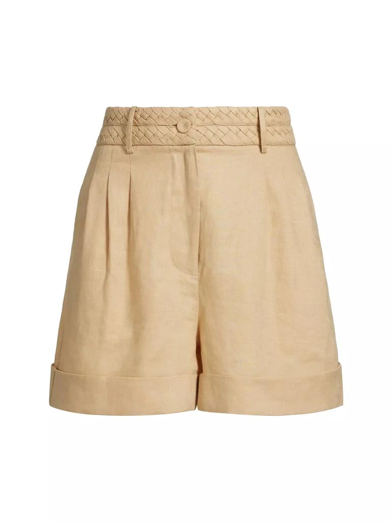 FIGUE Uma Braided Linen Cuff-Hem Shorts 1