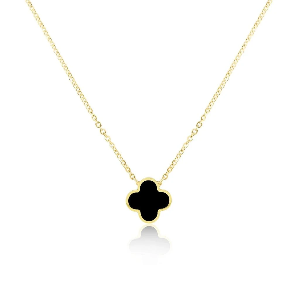 The Lovery Small Onyx Single Clover Necklace 1