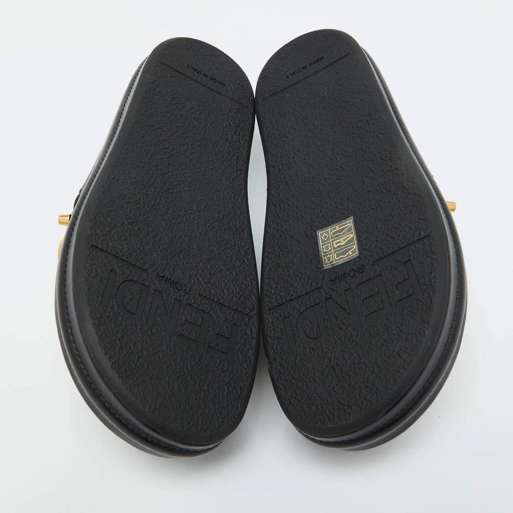 Fendi Fendi Black Leather Fendigraphy Flat Slide Sandals Size 37 6