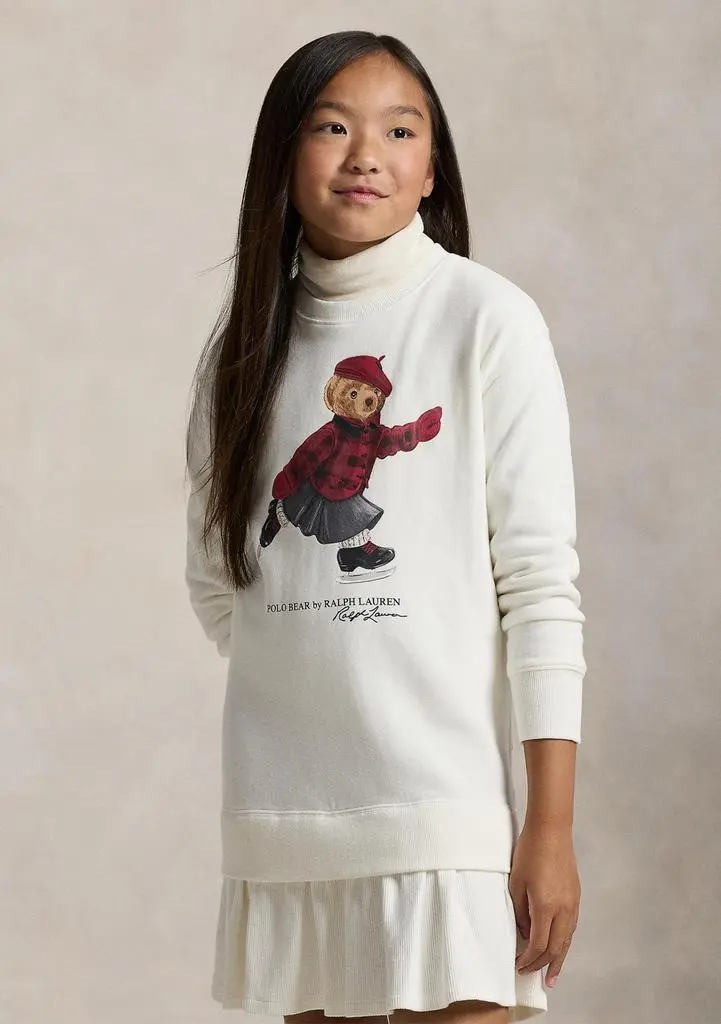 Ralph Lauren Girls 7-16 Polo Bear Fleece Dress