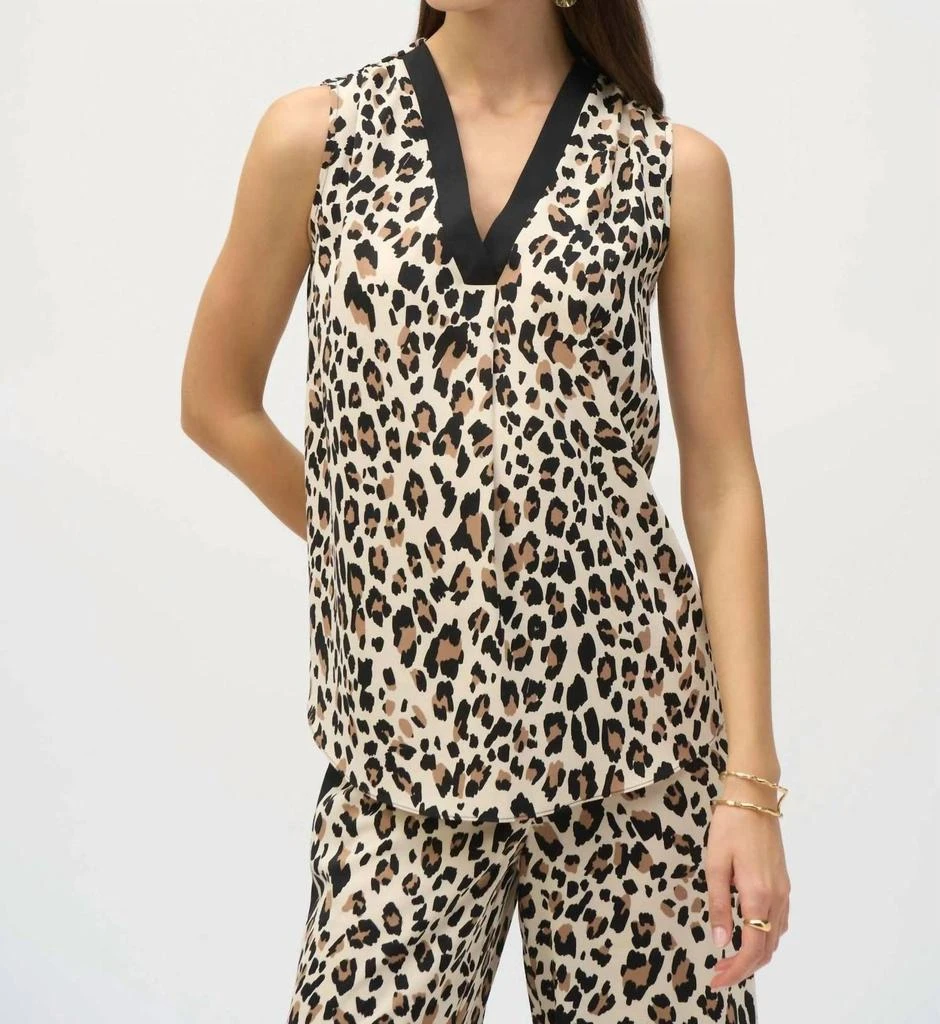 JOSEPH RIBKOFF Joseph Ribkoff - Leopard V-neck Sleeveless Pullover 1