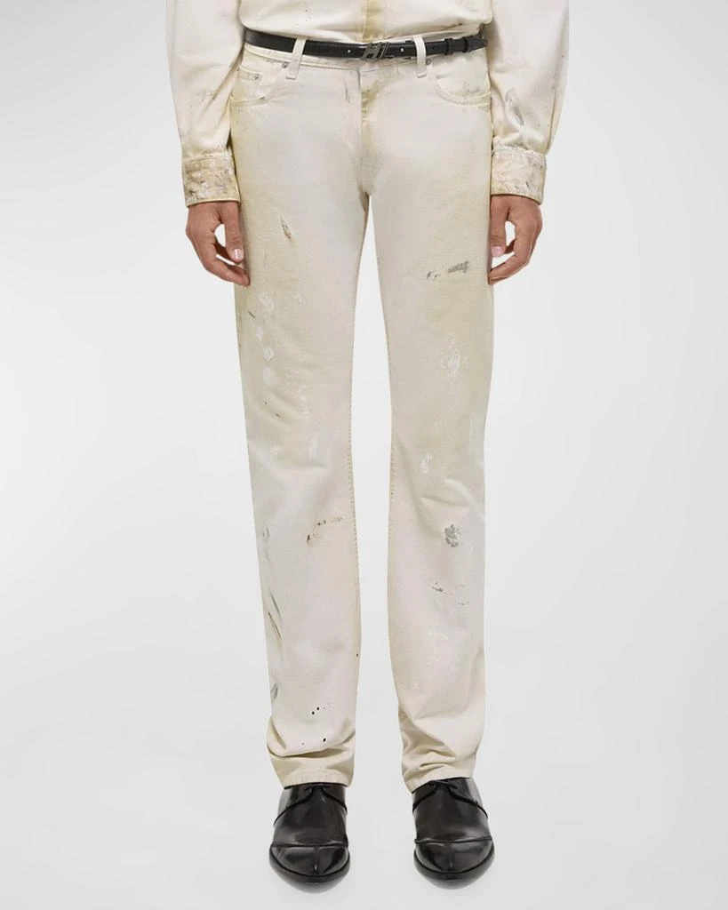 Helmut Lang Men's Low-Rise Jeans with Paint Splatter 4