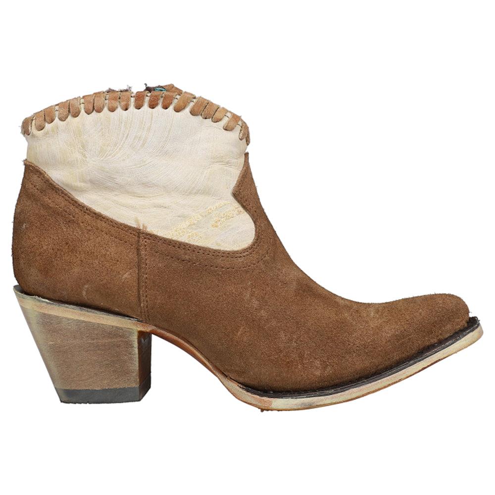 Corral Boots Sand and Brown Woven Round Toe Zippered Cowboy Booties