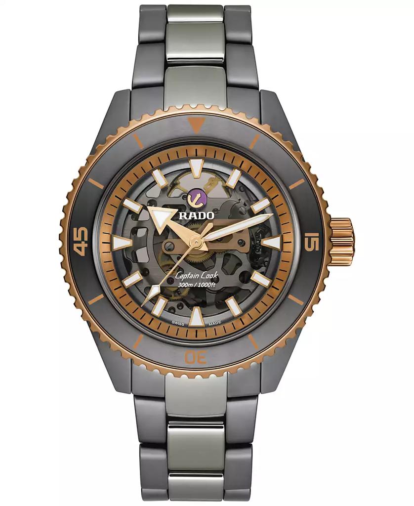 Rado Men's Swiss Automatic Captain Cook Skeleton Gray High-Tech Ceramic & Titanium Bracelet Watch 43mm