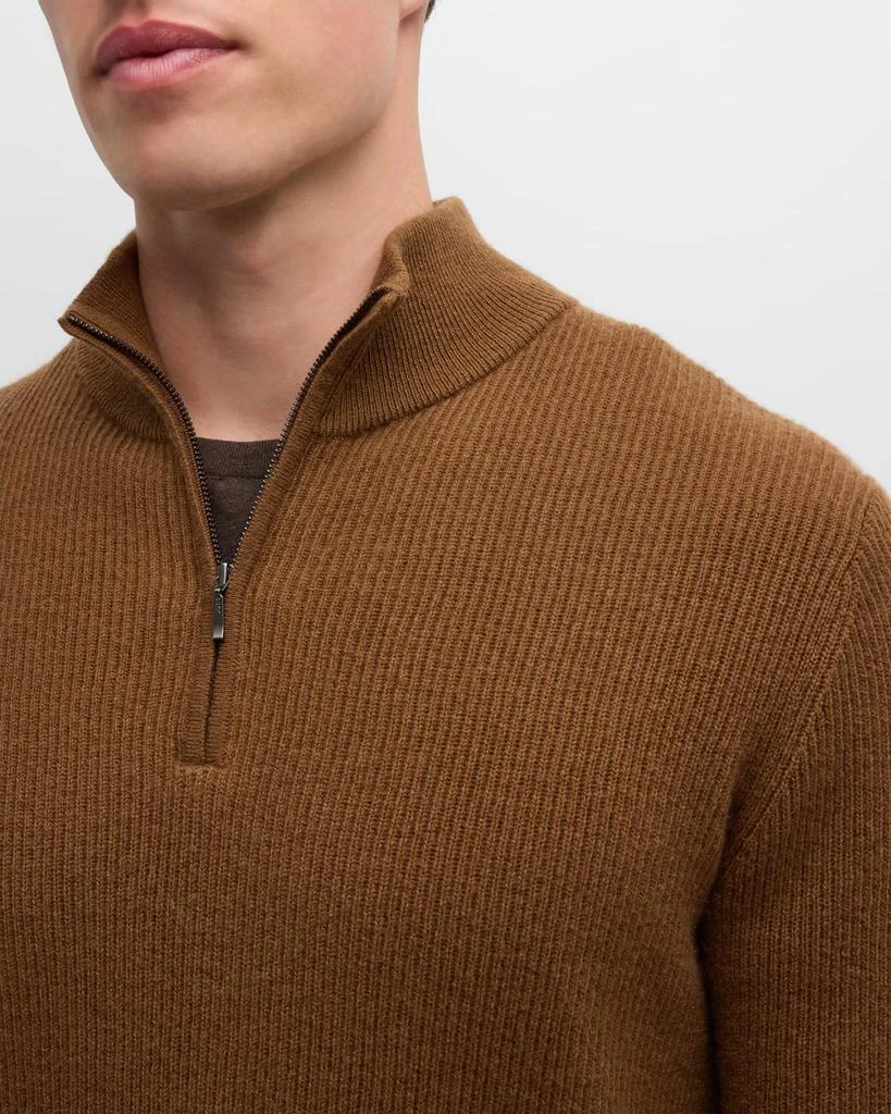 Neiman Marcus Men's Ribbed Quarter-Zip Sweater 5