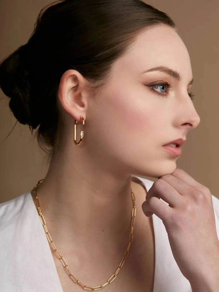 Rho Women
s Deconstructed Crystal Link Hoop Earring In Gold 2