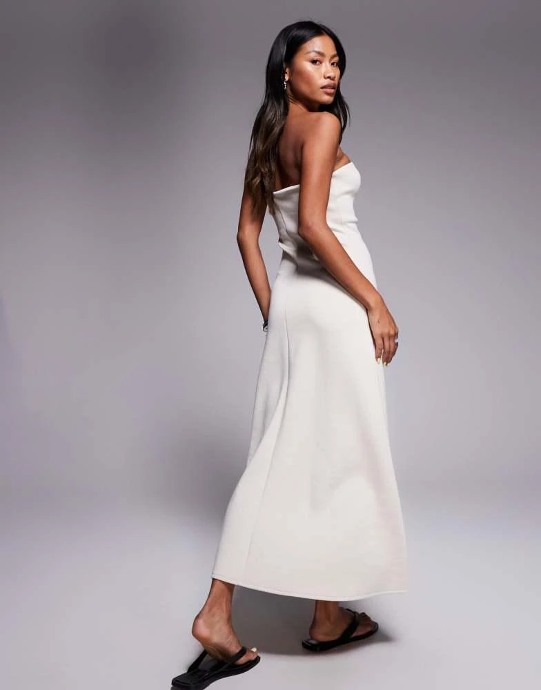 red off shoulder maxi dress Red Off Shoulder Ruched Maxi Dress With Slit