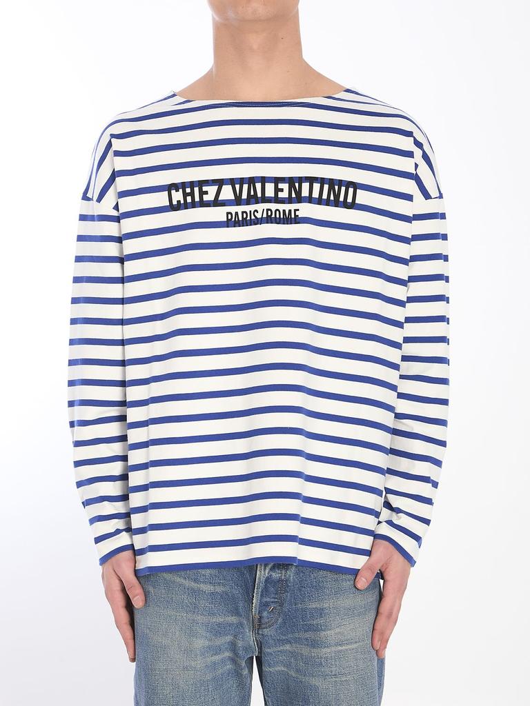 Tシャツ・カットソー Valentino Garavani Long-Sleeve T-Shirt In Striped Cotton Valentino Valentino Garavani Cotton Long Sleeve T-Shirt With
