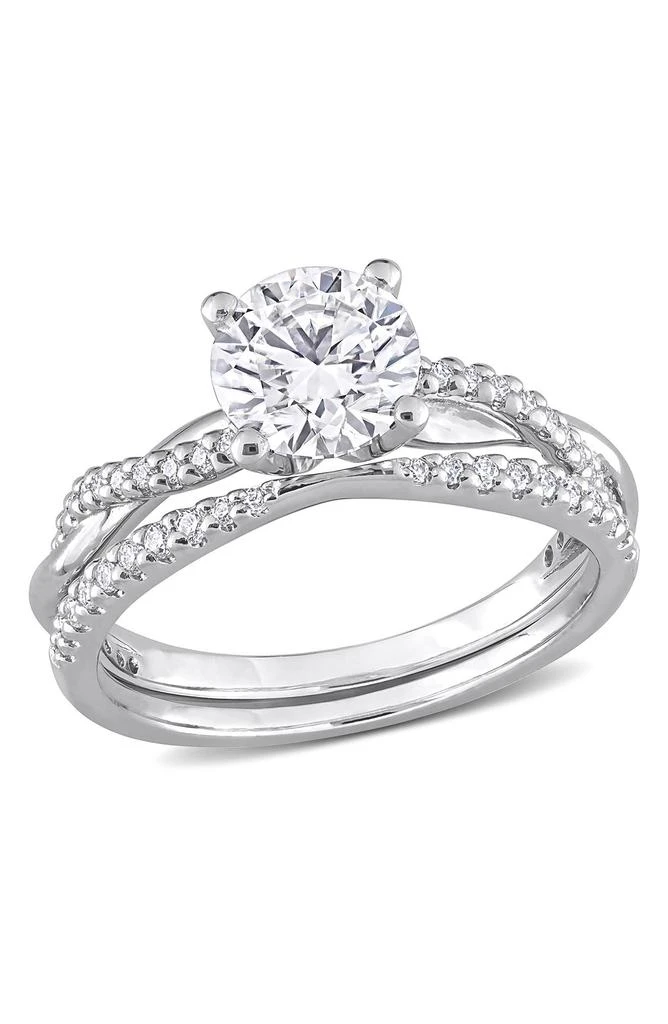 DELMAR Sterling Silver Created Moissanite Dew Ring