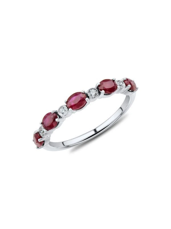 Saks Fifth Avenue 14K White Gold, Ruby & Diamond Ring 3