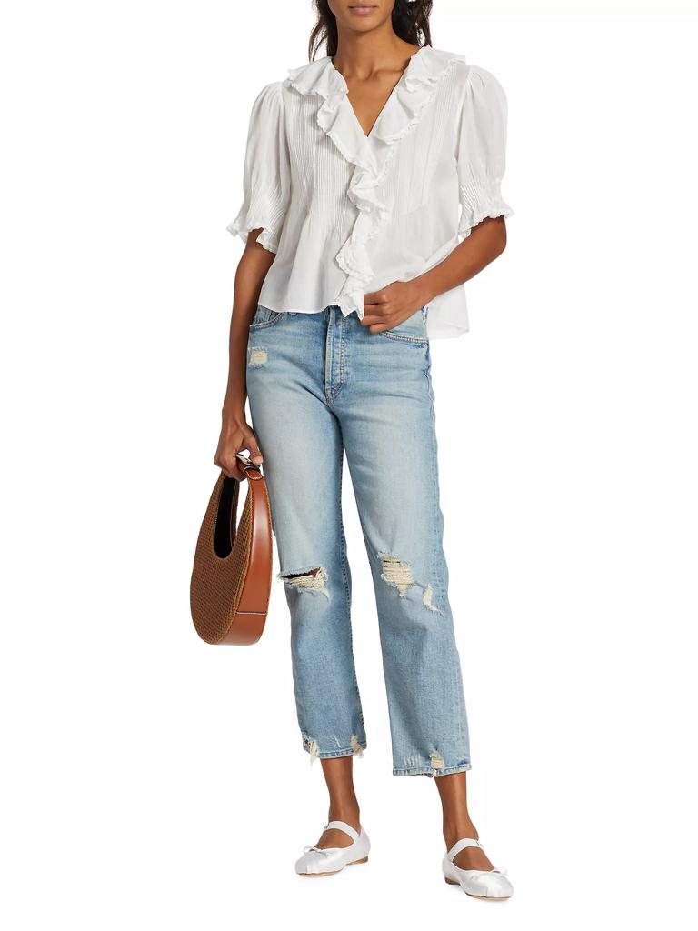 DÔEN Henri Ruffled Puff-Sleeve Top