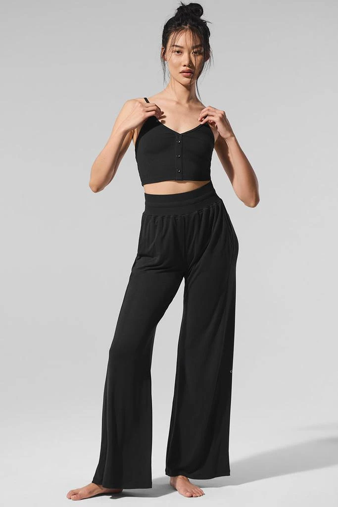 Alo Semi-Sheer Delicate Lounge Flare Pant - Black 6