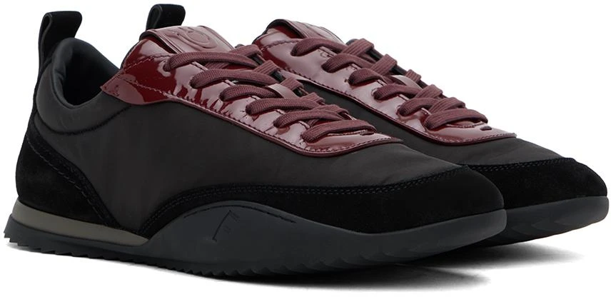 Salvatore Ferragamo Black & Burgundy Patent Leather Trim Sneakers 4
