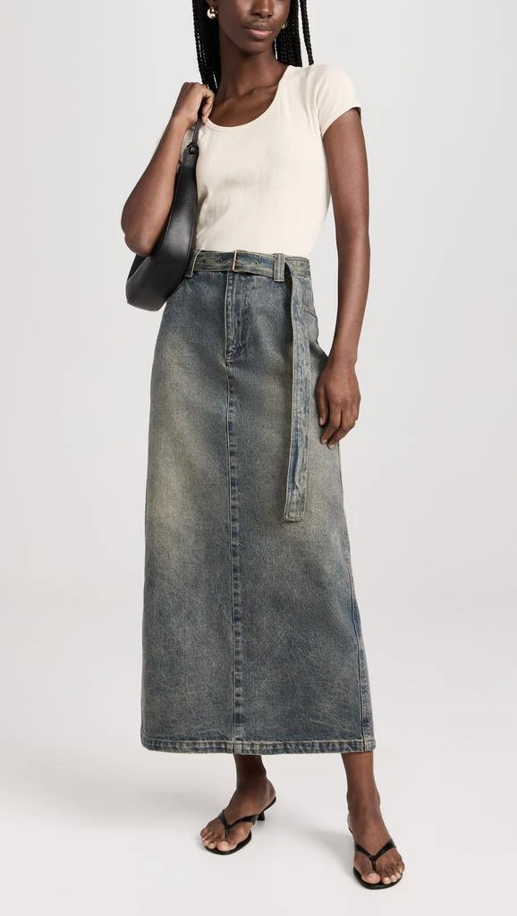 Pixie Market Belted Dirty-Wash Maxi Skirt 4